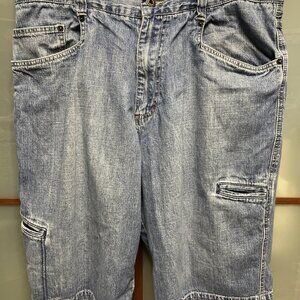 Kikwear Vintage Y2K 90s Blue Denim Shorts Size 36 Skater Raver JNCO Baggy Jorts